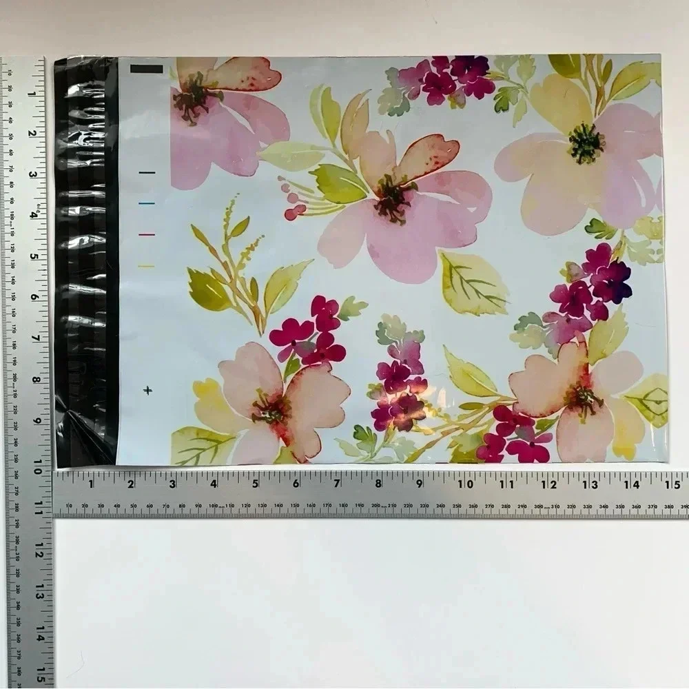 100 Poly mailers 10x13” shipping bags floral thank you variety print self seal